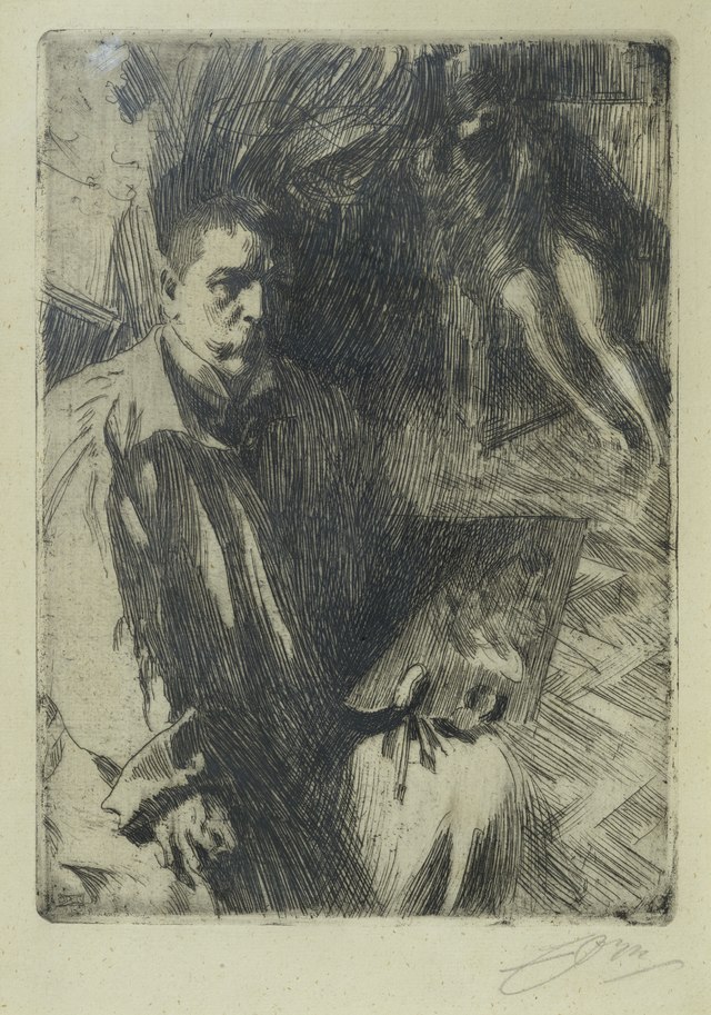 Anders Zorn (1896) Self portrait etching