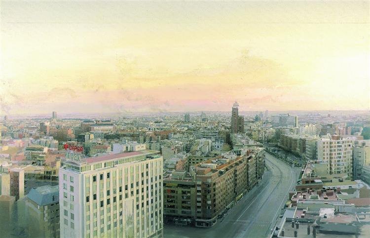 Antonio lopez - View of madrid from torres blancas