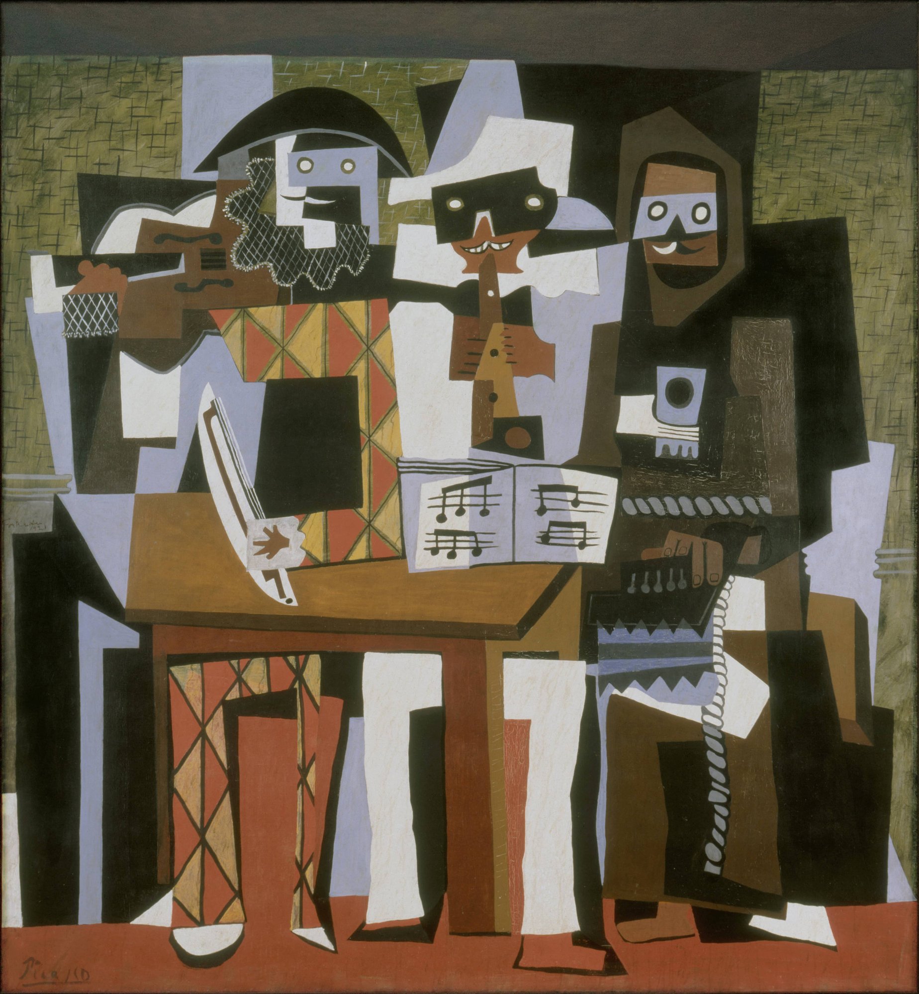 Pablo Picasso, 1921, Nous Autres Musiciens (Three Musicians), oil on canvas, 204.5 x 188.3 cm, Philadelphia Museum of Art.