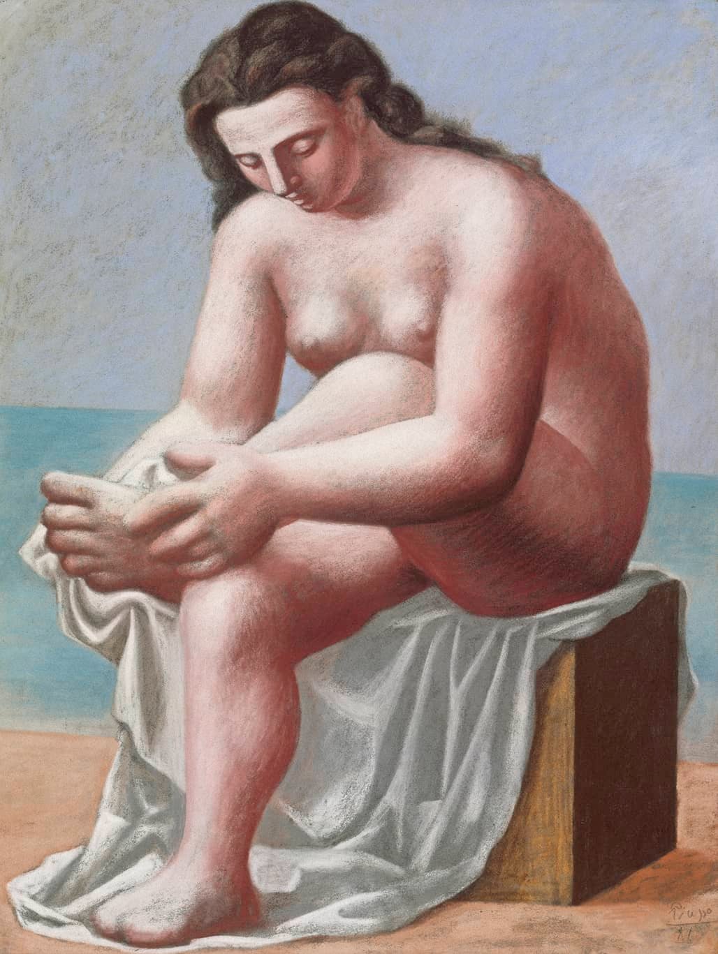 Pablo Picasso, 1921, Nu Assis Sessuyant le Pied (Seated Nude Drying her Foot), pastel, 66 x 50.8 cm, Berggruen Museum.